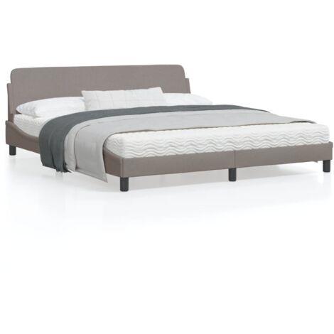 Cadre de lit avec tête de lit Taupe 180x200 Tissu (1/5)