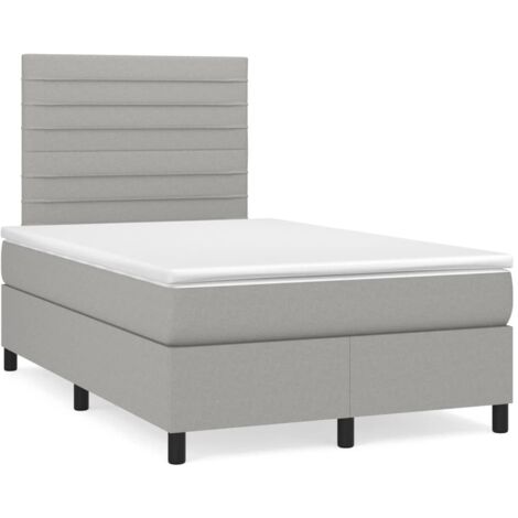 Sommier à lattes de lit matelas LED gris clair 120x190 tissu (1/5)