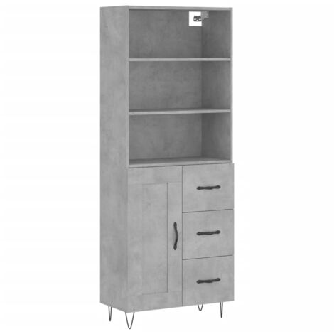 Buffet haut Gris béton 69,5x34x180 Bois d'ingénierie (1/5)