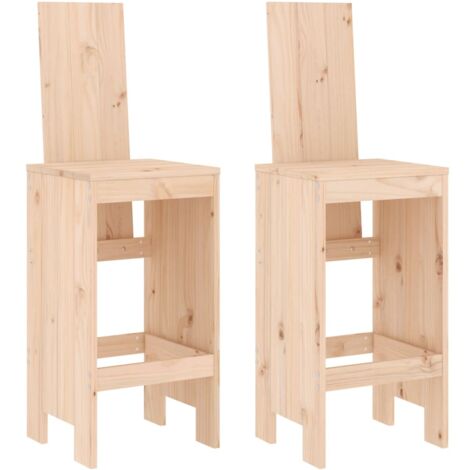 Tabourets de bar 2 pcs 40x42x120 bois massif de pin (1/5)