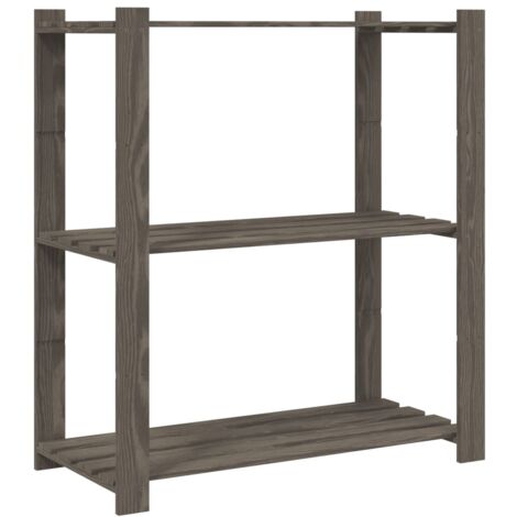 Support de rangement à 3 niveaux gris 80x38x90 bois de pin (1/5)