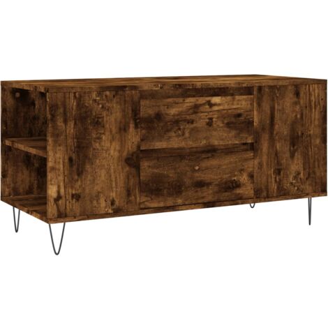 Table basse chêne fumé 102x44,5x50 bois d'ingénierie (1/5)