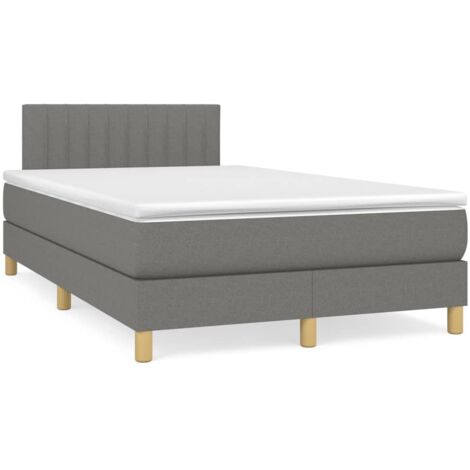Sommier à lattes de lit matelas LED gris foncé 120x190 tissu (1/5)
