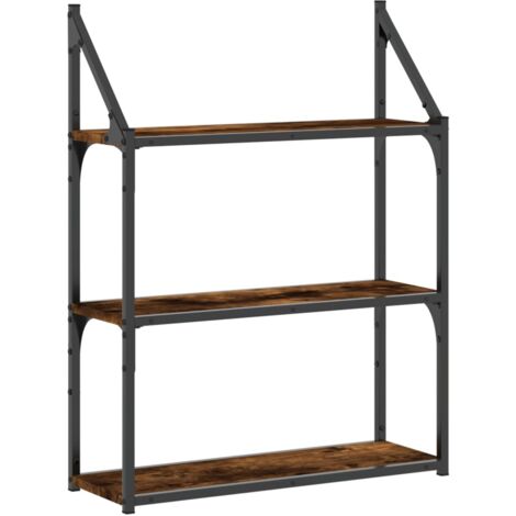 Étagère murale 3 niveaux chêne fumé 60x21x78,5 (1/5)