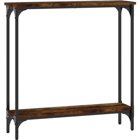 Table console chêne fumé 75x22,5x75 bois d'ingénierie (1/5)
