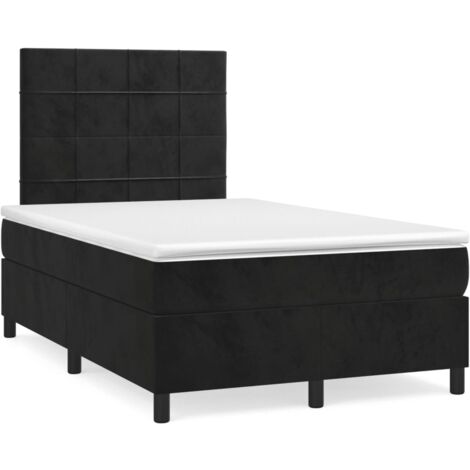 Sommier à lattes de lit et matelas LED noir 120x190 velours (1/5)