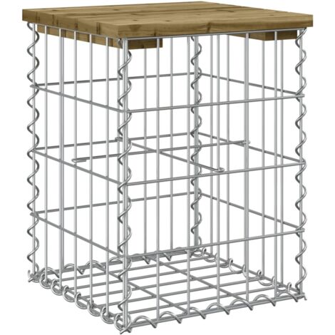 Banc de jardin design gabion 33x31x42 bois de pin imprégné (1/5)