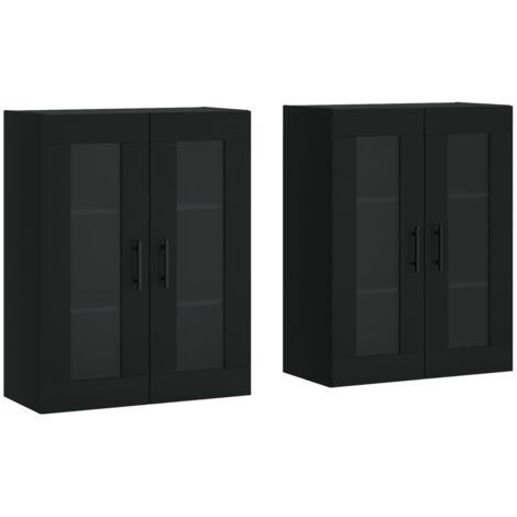 Armoires murales 2 pcs noir bois d'ingénierie (1/5)