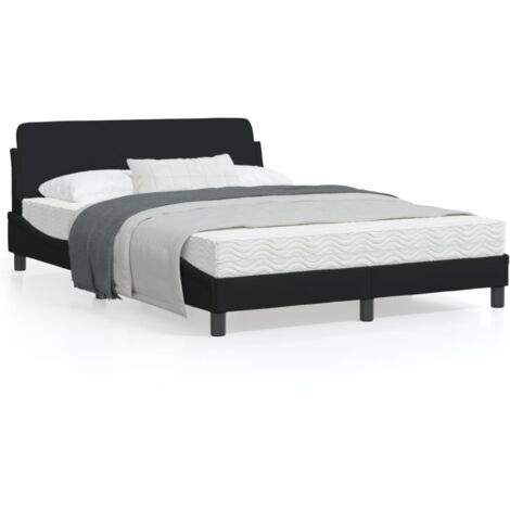 Cadre de lit avec tête de lit Noir 140x200 Tissu (1/5)
