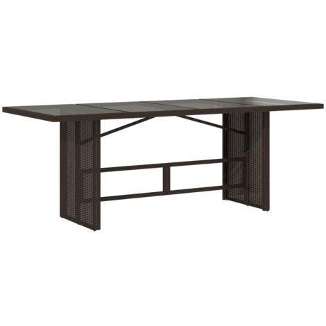 Table de jardin dessus en verre marron 190x80x74 (1/5)