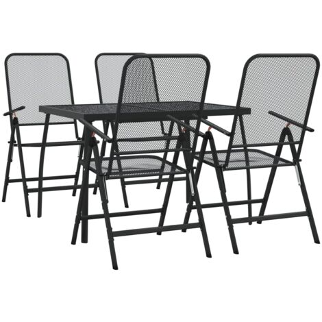 Ensemble à manger de jardin 5 pcs anthracite métal maille (1/5)