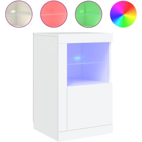 Armoire latérale avec éclairage LED blanc bois d'ingénierie (1/5)