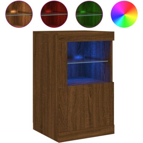 Armoire latérale avec lumières LED chêne marron bois ingénierie (1/5)