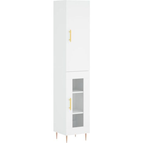 Buffet haut Blanc 34,5x34x180 Bois d'ingénierie (1/5)