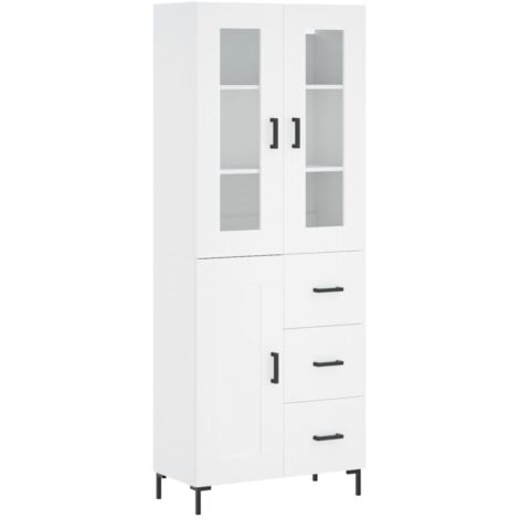 Buffet haut Blanc 69,5x34x180 Bois d'ingénierie (1/5)
