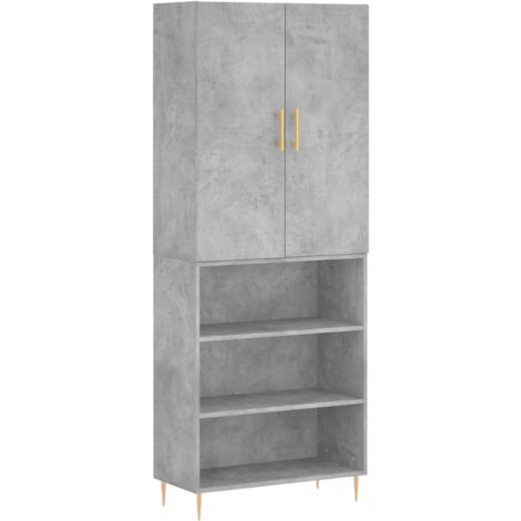 Buffet haut Gris béton 69,5x34x180 Bois d'ingénierie (1/5)