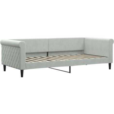 Lit de repos gris clair 90x200 velours (1/5)