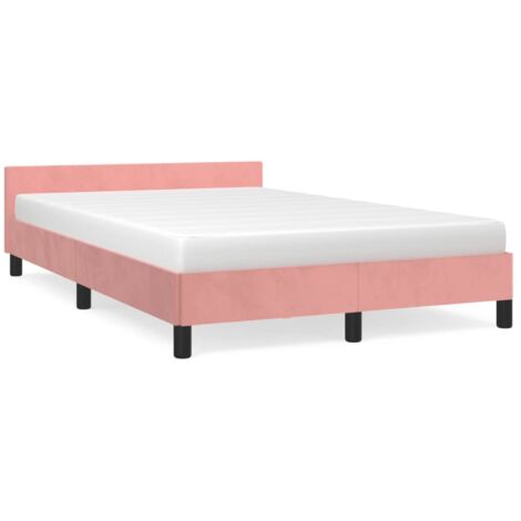 Cadre de lit avec tête de lit rose 120x190 velours (1/5)