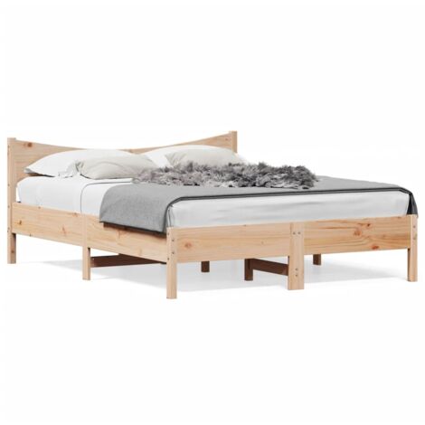 Cadre de lit avec tête de lit 160x200 bois de pin massif (1/5)