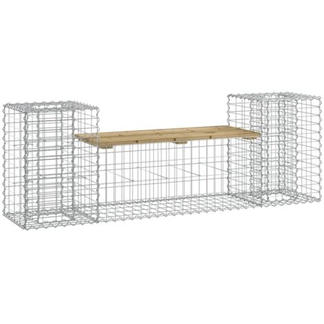 Banc de jardin design gabion 183x41x60,5 bois de pin imprégné (1/5)