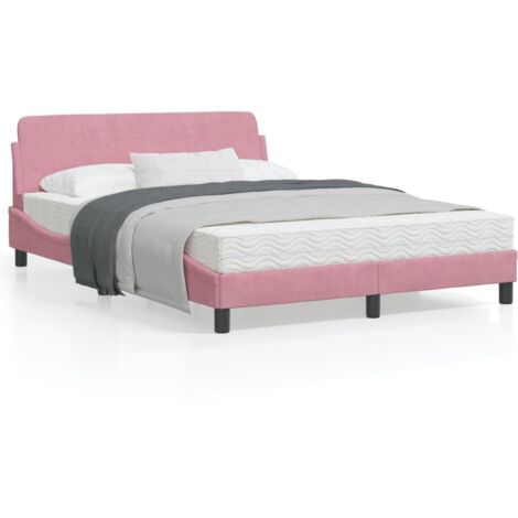 Cadre de lit avec tête de lit Rose 120x200 Velours (1/5)