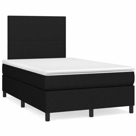 Sommier à lattes de lit matelas et LED noir 120x190 tissu (1/5)