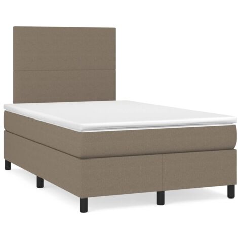 Sommier à lattes de lit matelas et LED taupe 120x190 tissu (1/5)