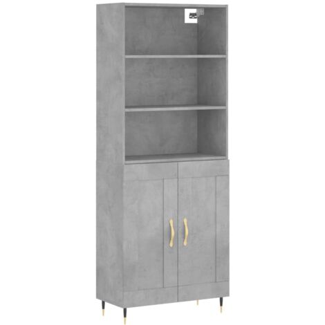 Buffet haut Gris béton 69,5x34x180 Bois d'ingénierie (1/5)