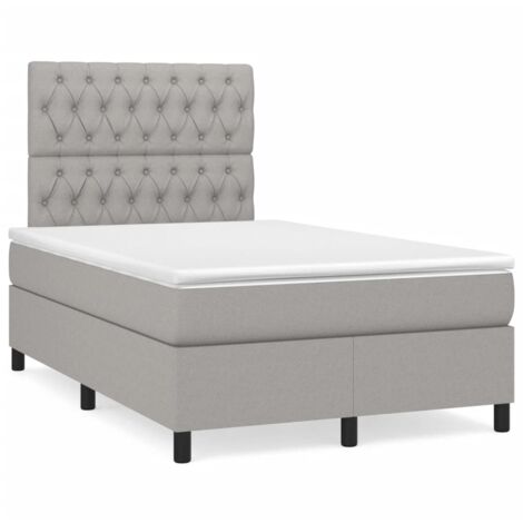 Sommier à lattes de lit matelas LED gris clair 120x190 tissu (1/5)
