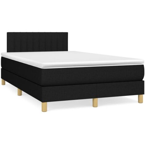 Sommier à lattes de lit matelas et LED noir 120x190 tissu (1/5)