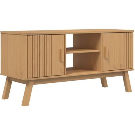 Meuble TV OLDEN marron 114x43x57 bois de pin massif (1/5)
