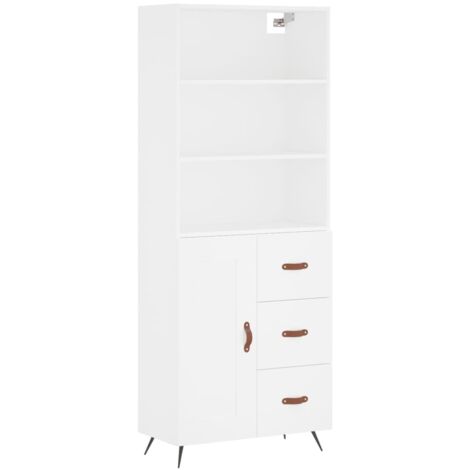 Buffet haut Blanc 69,5x34x180 Bois d'ingénierie (1/5)