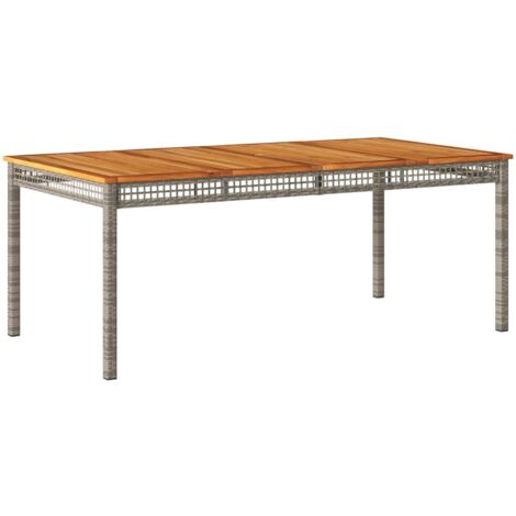 Table de jardin gris 180x90x75 résine tressée et bois acacia (1/5)