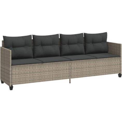 Chaise longue avec coussins gris clair résine tressée (1/5)