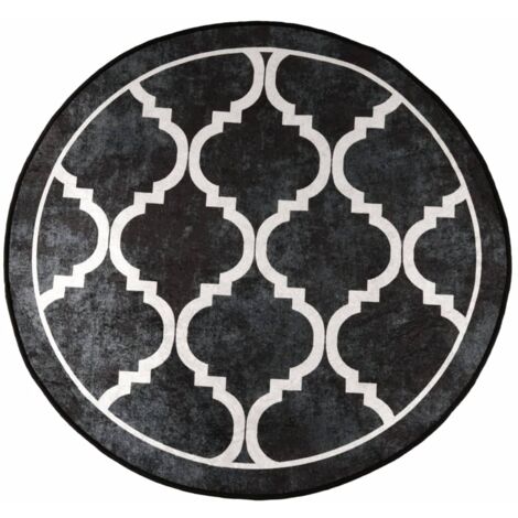 Tapis lavable noir et blanc Ø 120cm antidérapant (1/5)