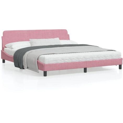 Cadre de lit avec tête de lit Rose 180x200 Velours (1/5)