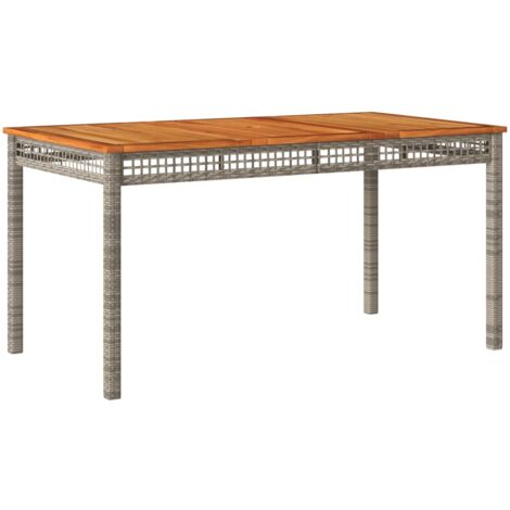 Table de jardin gris 140x80x75 résine tressée et bois acacia (1/5)