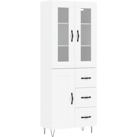 Buffet haut Blanc 69,5x34x180 Bois d'ingénierie (1/5)