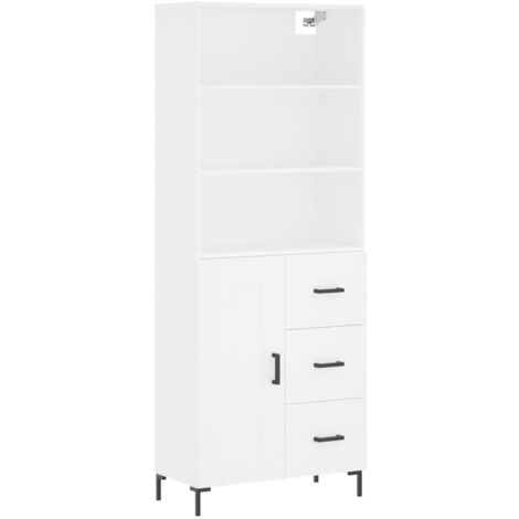 Buffet haut Blanc 69,5x34x180 Bois d'ingénierie (1/5)