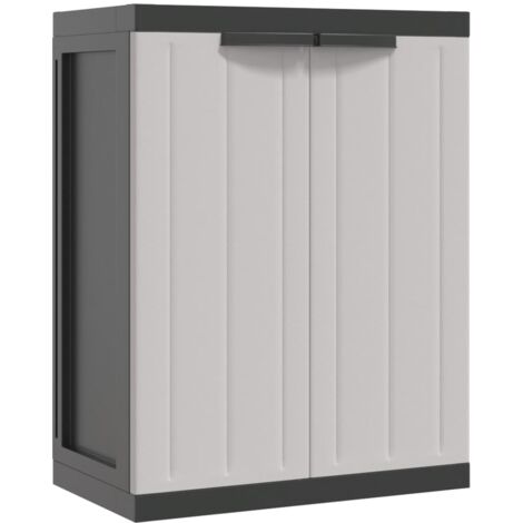 Armoire de rangement d'extérieur gris et noir 65x37x85 PP (1/5)