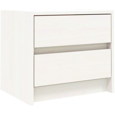 Table de chevet blanc 40x31x35,5 bois de pin massif (1/5)