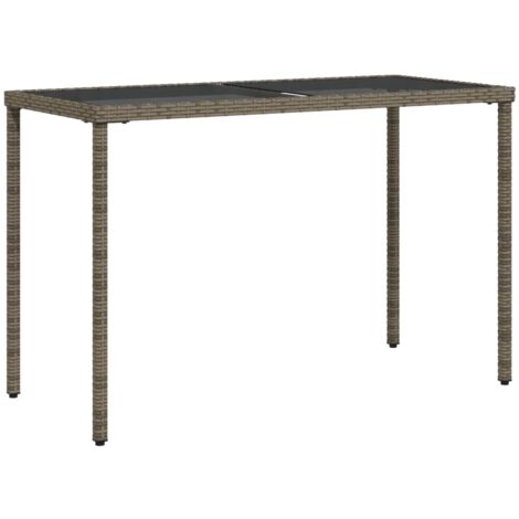 Table de jardin dessus en verre gris 115x54x74 résine tressée (1/5)