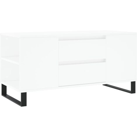 Table basse blanc 102x44,5x50 bois d'ingénierie (1/5)