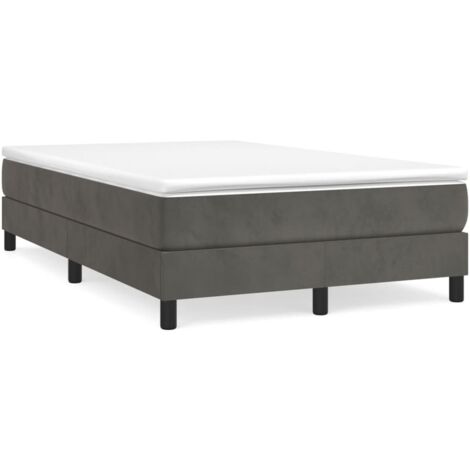 Sommier à lattes de lit et matelas gris foncé 120x190 velours (1/5)