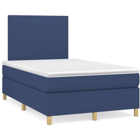 Sommier à lattes de lit matelas et LED bleu 120x190 tissu (1/5)