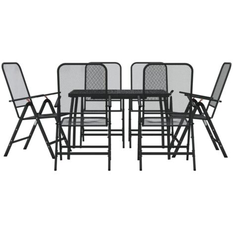 Ensemble à manger de jardin 7 pcs anthracite métal maille (1/5)