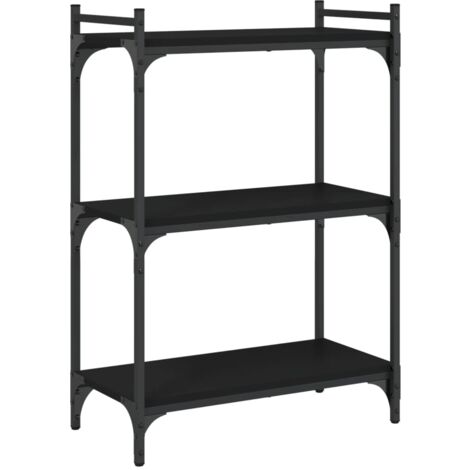 Bibliothèque à 3 niveaux noir 60x30x86 bois d'ingénierie (1/5)