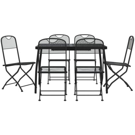 Ensemble à manger de jardin 7 pcs anthracite métal maille (1/5)