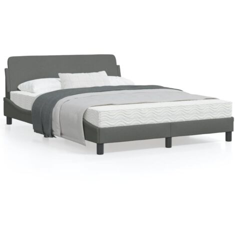 Cadre de lit avec tête de lit Gris foncé 140x200 Tissu (1/5)