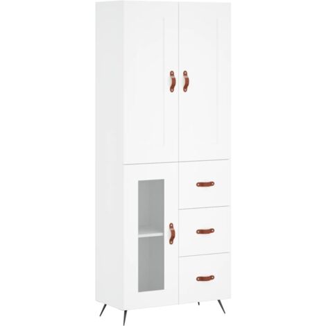 Buffet haut Blanc 69,5x34x180 Bois d'ingénierie (1/5)